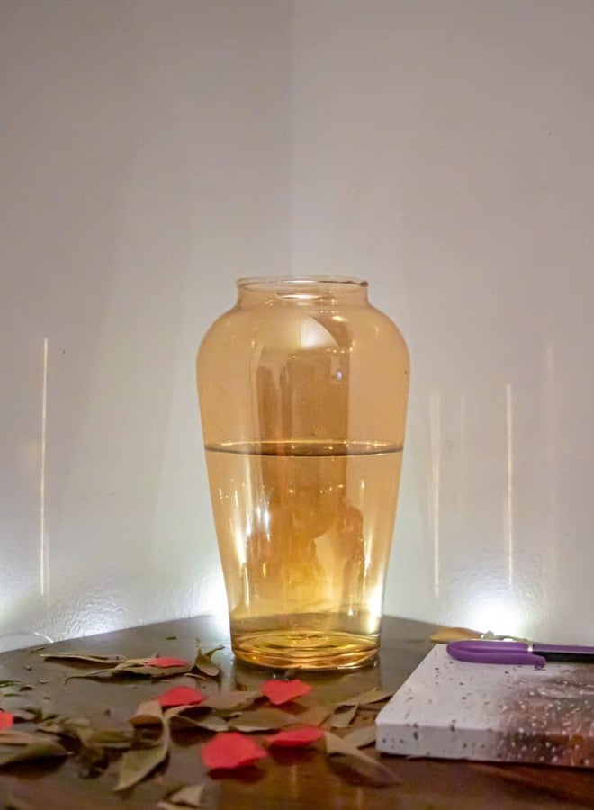 UM Creaciones Amber Flower Vase Flower Vase/Antique Vase for Table / Living Room /Office/Home Decoration, Glass - Image 5